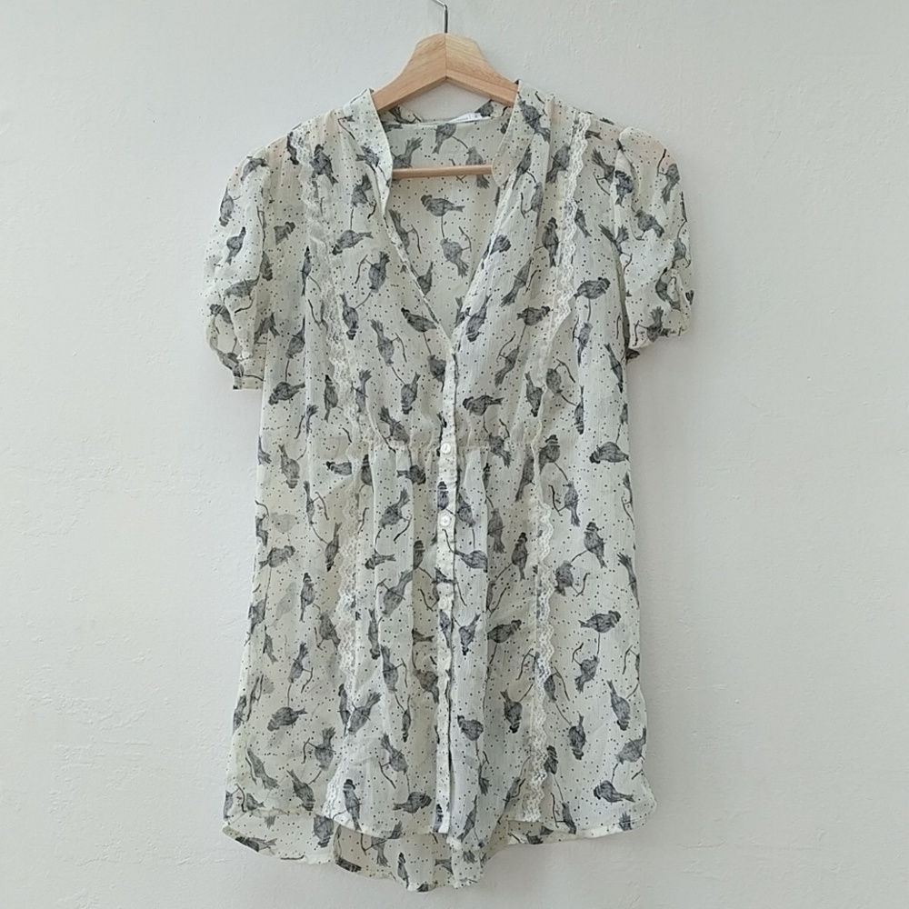 Sheer bird blouse